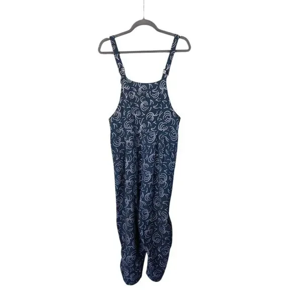 Maeve Anthropologie Blue Tidal Pools Cropped Jumpsuit Overalls, Size Medium - Picture 3 of 15